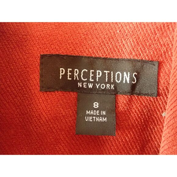 Perceptions New York Blazer Orange Gold Embellishments Size 8 Tweed - Picture 9 of 11